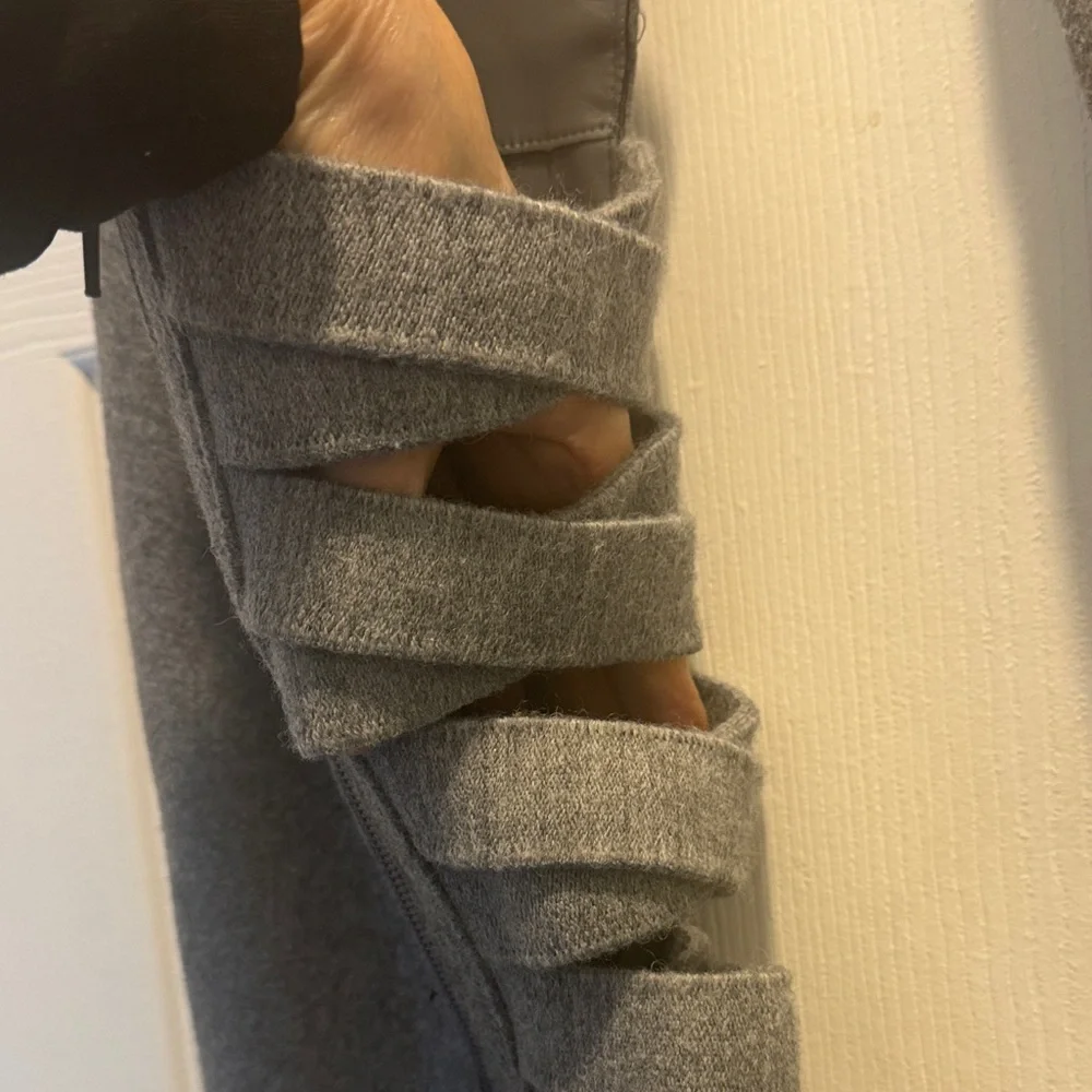 Nine West Gray Over The Knee Boots Cutout‎ Strap Design Block Heel Size 8